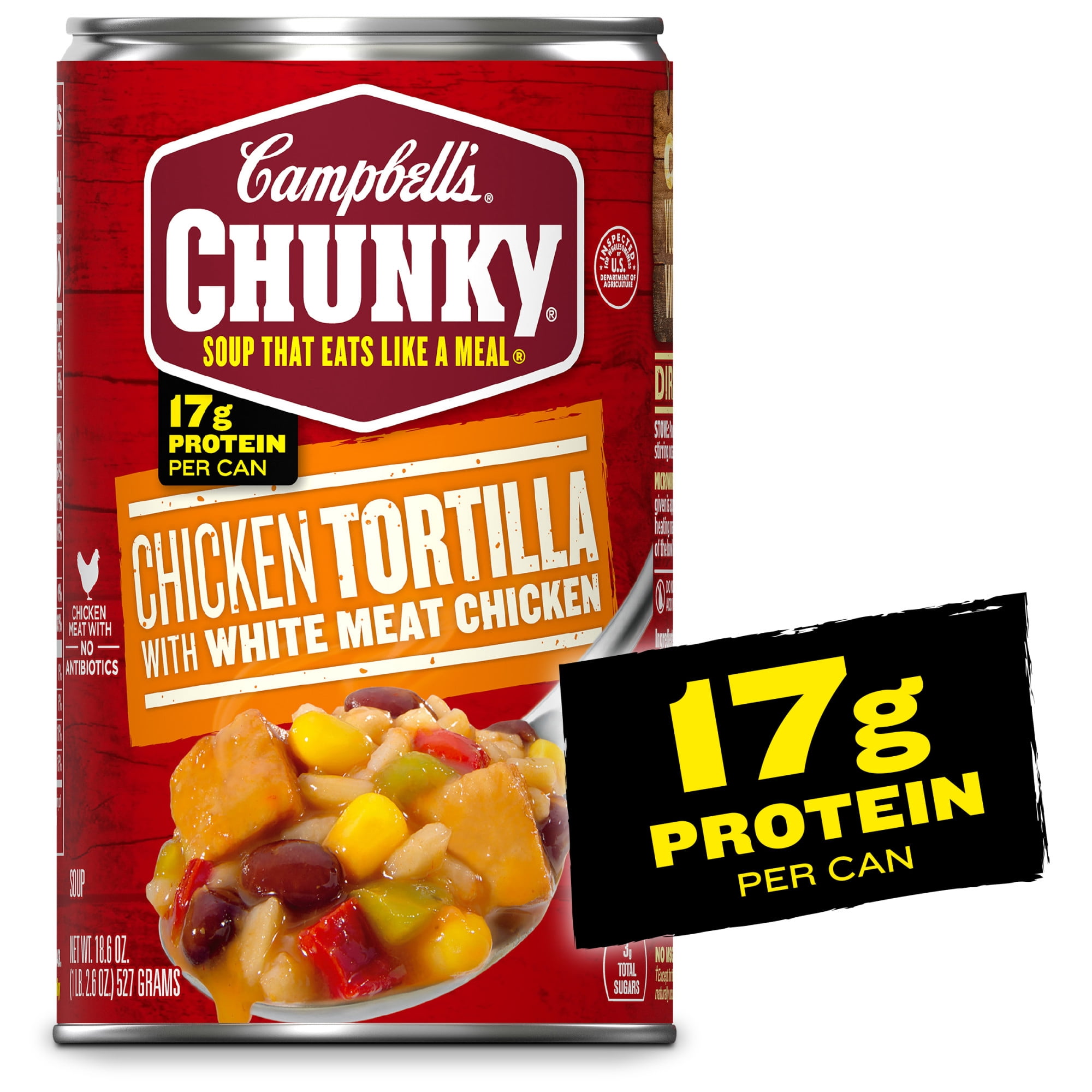Campbell's Chunky Soup, Ready to Serve Chicken Tortilla Soup with Grilled White Meat Chicken, 18.6 oz Can