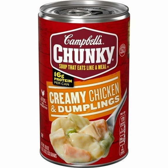 Campbell's Chunky Soup Ready to Serve Creamy Chicken and Dumplings Soup 18.8 oz Can (Pack of 3)
