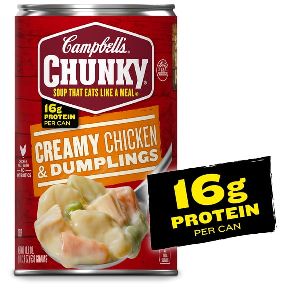 Campbell's Chunky Soup, Ready to Serve Creamy Chicken and Dumplings Soup, 18.8 oz Can
