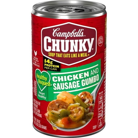 Campbell's Chunky Soup, Ready to Serve Healthy Request Chicken and Sausage Gumbo, 18.8 Oz Can, Quantity of 8