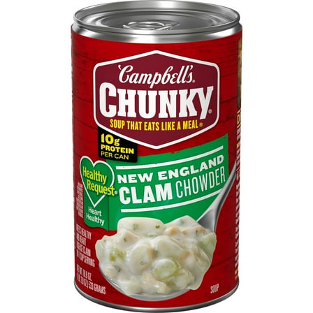 Campbell's Chunky Soup, Ready to Serve Healthy Request New England Clam Chowder Soup, 18.8 oz Can
