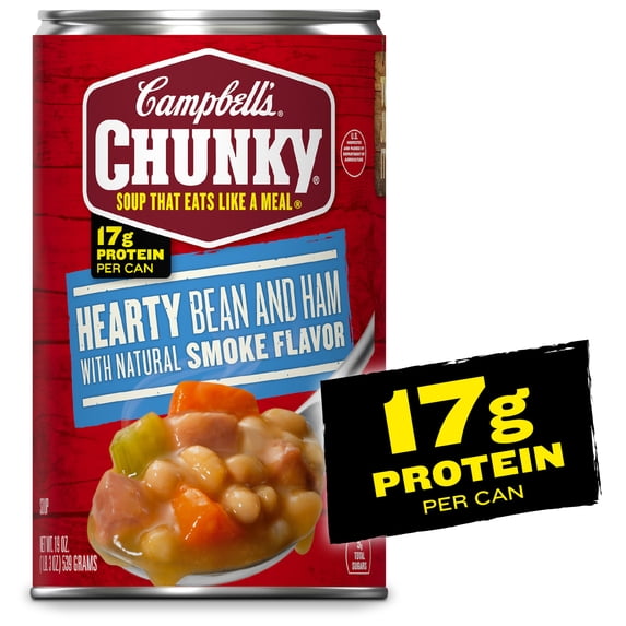 Campbell’s Chunky Soup, Ready to Serve Hearty Bean Soup with Ham, 19 oz Can