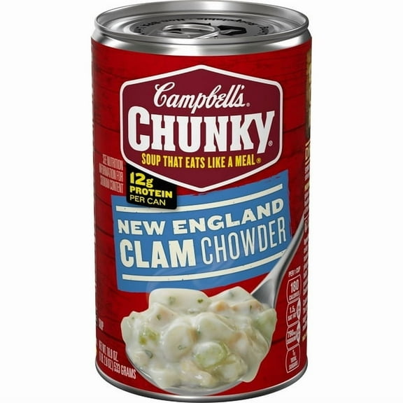 Campbell's Chunky Soup, Ready to Serve New England Clam Chowder 18.8 oz Can (Pack of 5)
