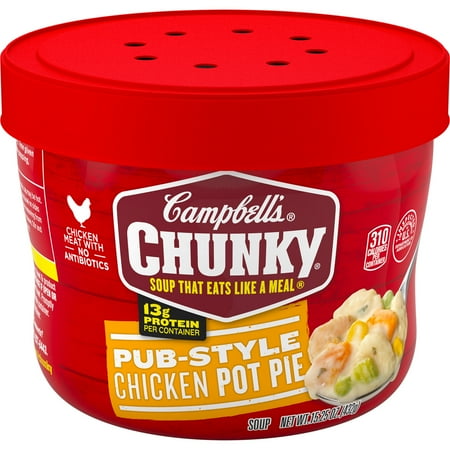 Campbell's Chunky Soup, Ready to Serve Pub-Style Chicken Pot Pie Soup, 15.25 oz Microwavable Bowl
