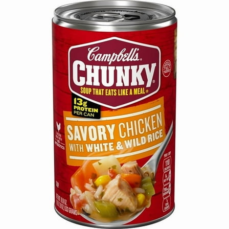 Campbell's Chunky Soup, Ready to Serve Savory Chicken with White and Wild Rice Soup 18.8 oz Can (Pack of 3)