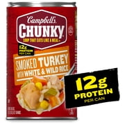 Campbell’s Chunky Soup, Ready to Serve Smoked Turkey with White and Wild Rice Soup, 18.6 oz Can