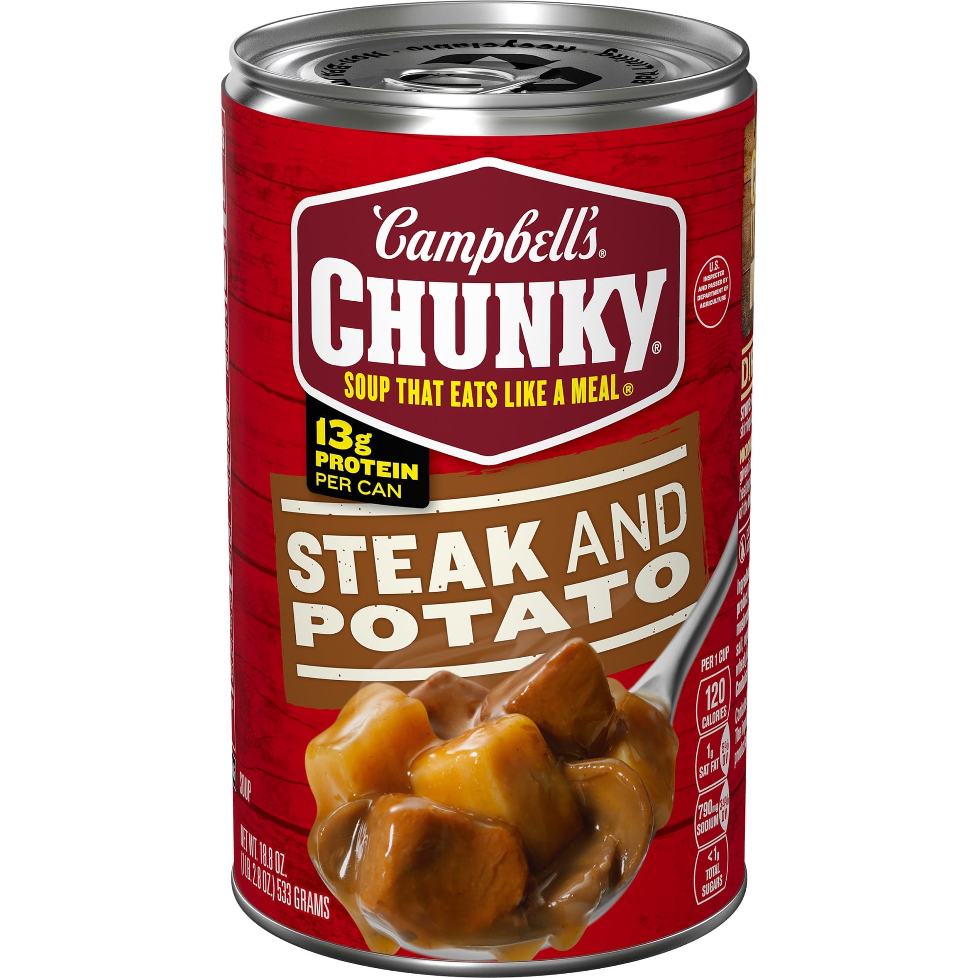 Campbells Chunky Soup, Ready to Serve Steak and Potato Soup, 18.8 oz Can, (Pack of 6)