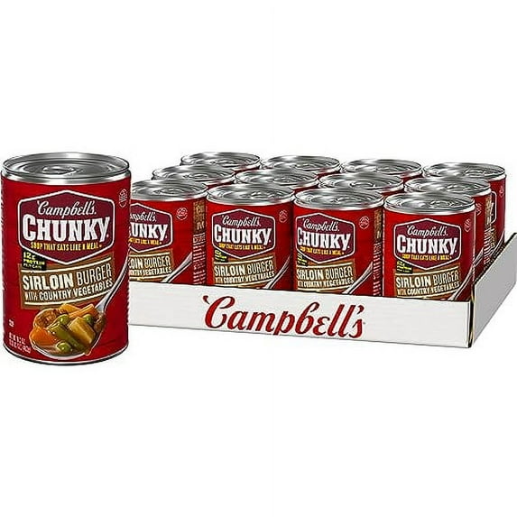 Campbell’S Chunky Soup, Sirloin Burger With Country Vegetable Beef Soup, 16.3 Oz Can (Case Of 8) Packaging May Vary
