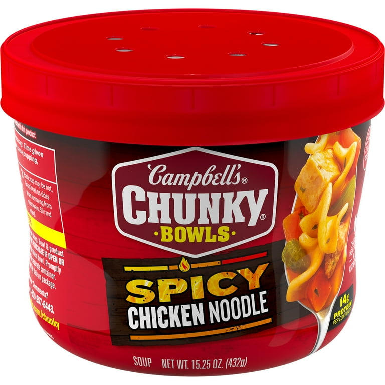 Chunky Spicy Chicken Noodle Soup 15.25 oz Microwavable Bowl with