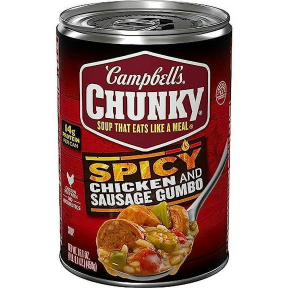 Campbell's Chunky Soup, Spicy Chicken and Sausage Gumbo, 16.1 Oz Can (Case of 8)