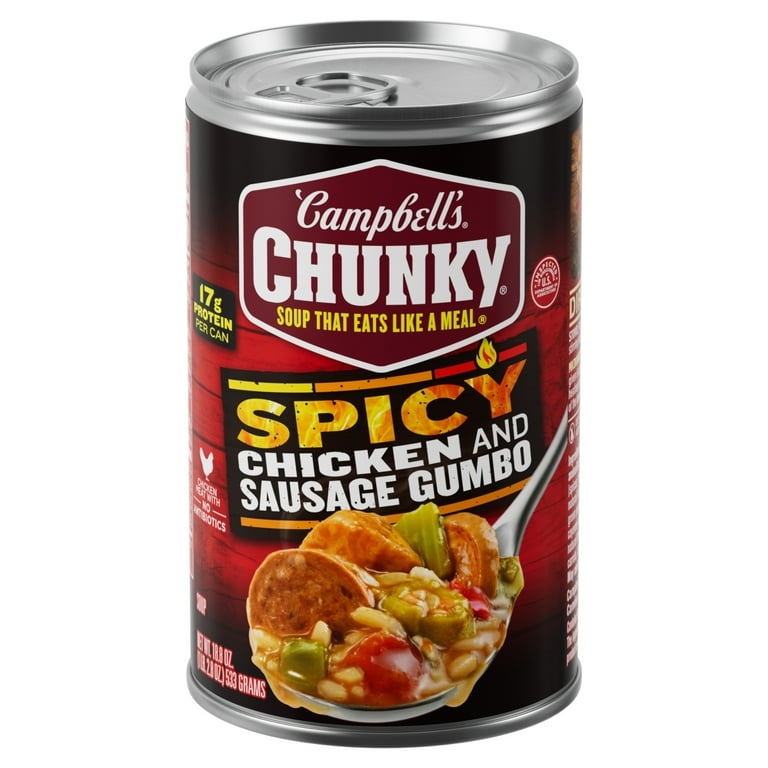 Chunky Spicy Chicken and Sausage Gumbo Soup 18.8 oz Can Hearty
