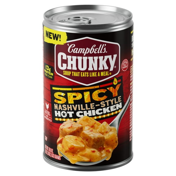 Campbell’s Chunky Soup, Spicy Nashville-Style Hot Chicken Soup, 18.8 oz Can