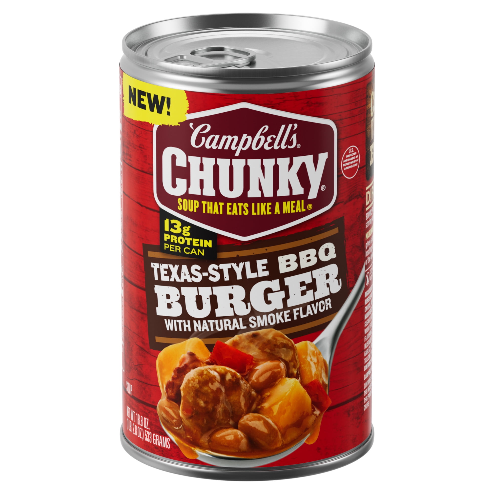 Campbells Chunky Soup, Texas-Style BBQ Burger with Natural Smoke Flavor, 18.8 oz Can