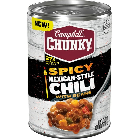 Campbells Chunky Spicy Mexican-Style Chili with Beans, 16.5 oz Can