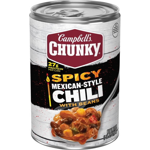 Campbells Chunky Spicy Mexican-Style Chili with Beans, 16.5 oz Can