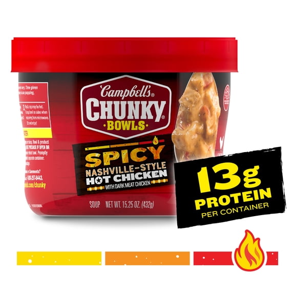 Campbell’s Chunky Spicy Nashville-Style Hot Chicken Soup, 15.25 oz Bowl