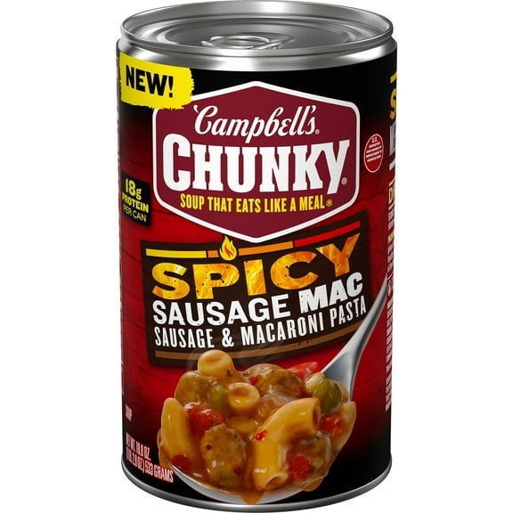 Campbells Chunky Spicy Sausage Mac Soup, 18.8 oz Can