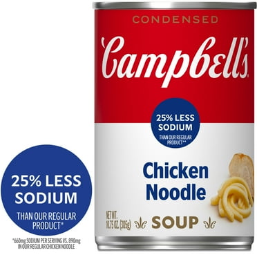 Campbell’s Condensed 25% Less Sodium Chicken Noodle Soup, 10.75 oz Can