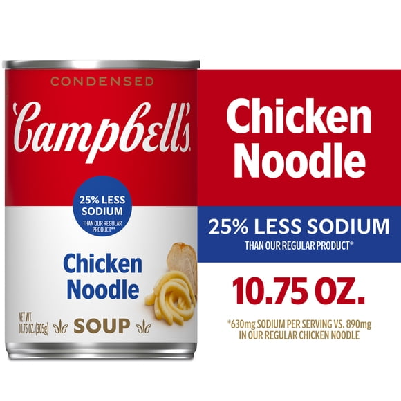 Campbell’s Condensed 25% Less Sodium Chicken Noodle Soup, 10.75 oz Can