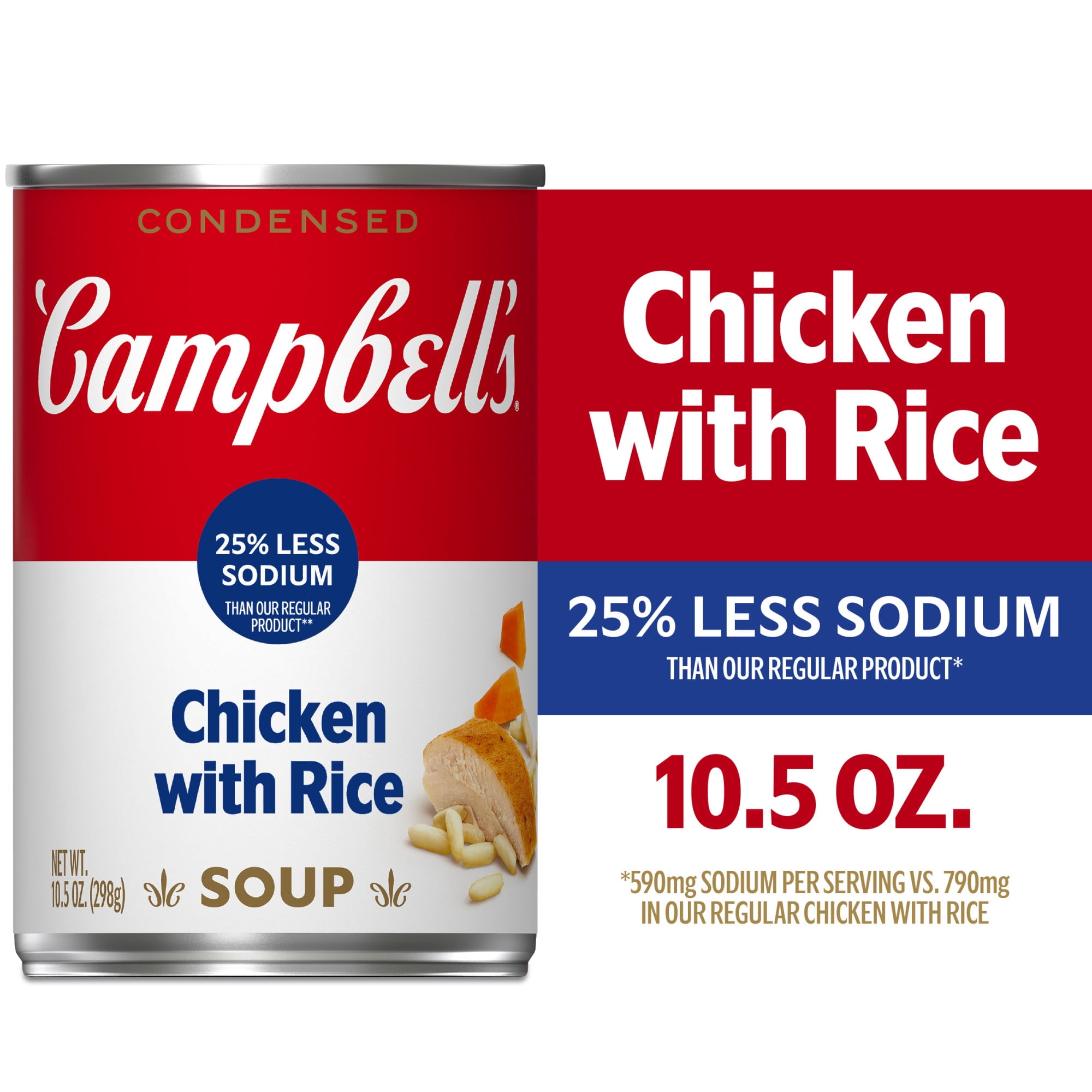 Campbell’s Condensed 25% Less Sodium Chicken and Rice Soup, 10.5 oz Can ...
