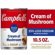 Campbell's Condensed 25% Less Sodium Cream of Mushroom Soup, 10.5 oz Can