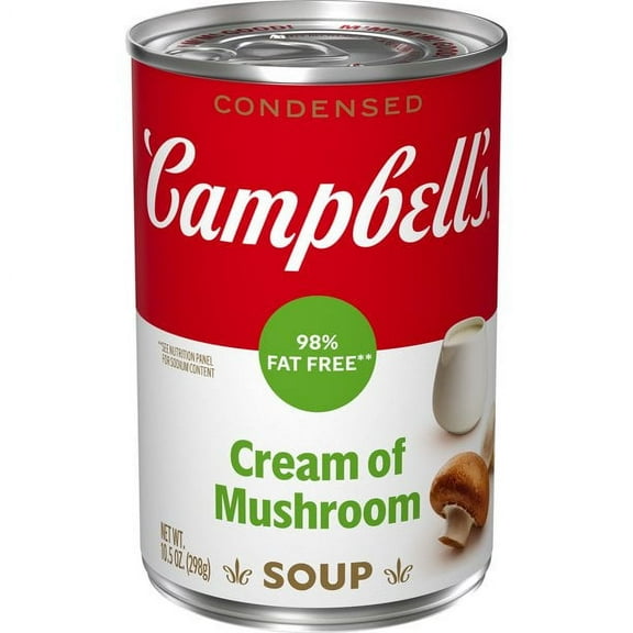 Campbells Condensed 98% Fat Free Cream of Mushroom Soup, 10.5 Ounce Can, Quantity of 2