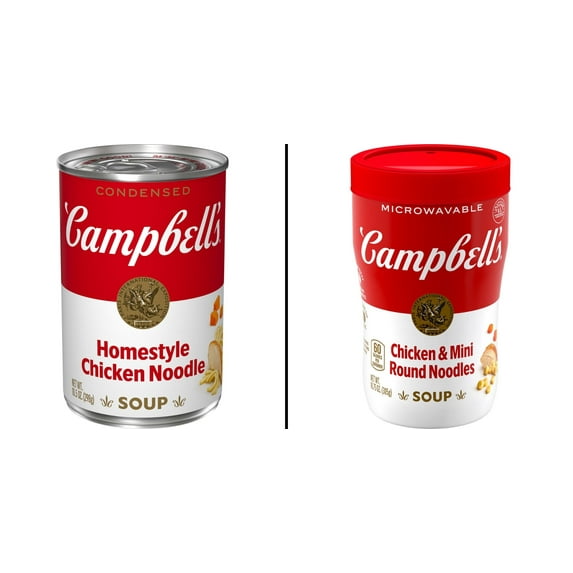 Campbell's Condensed Chicken Noodle Soup 10.5 oz & Campbell's Chicken & Mini Round Noodle Soup 10.75 oz