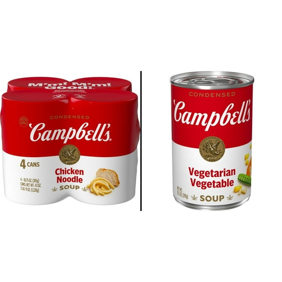 Campbell's Condensed Chicken Noodle Soup 4 pk & Campbell's Condensed Vegetarian Vegetable Soup 10.5 oz