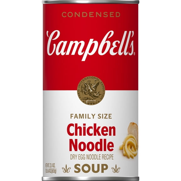 Campbells Condensed Chicken Noodle Soup Dry Egg Noodle Recipe, 22.4 oz Family Size Can (Pack of 4)