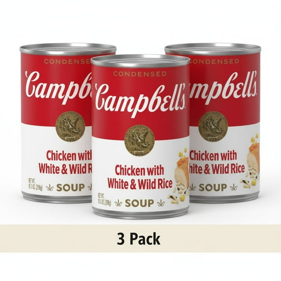 Campbell's Condensed Chicken and Rice Soup with White and Wild Rice, 10.5 oz Can (Pack of 3)