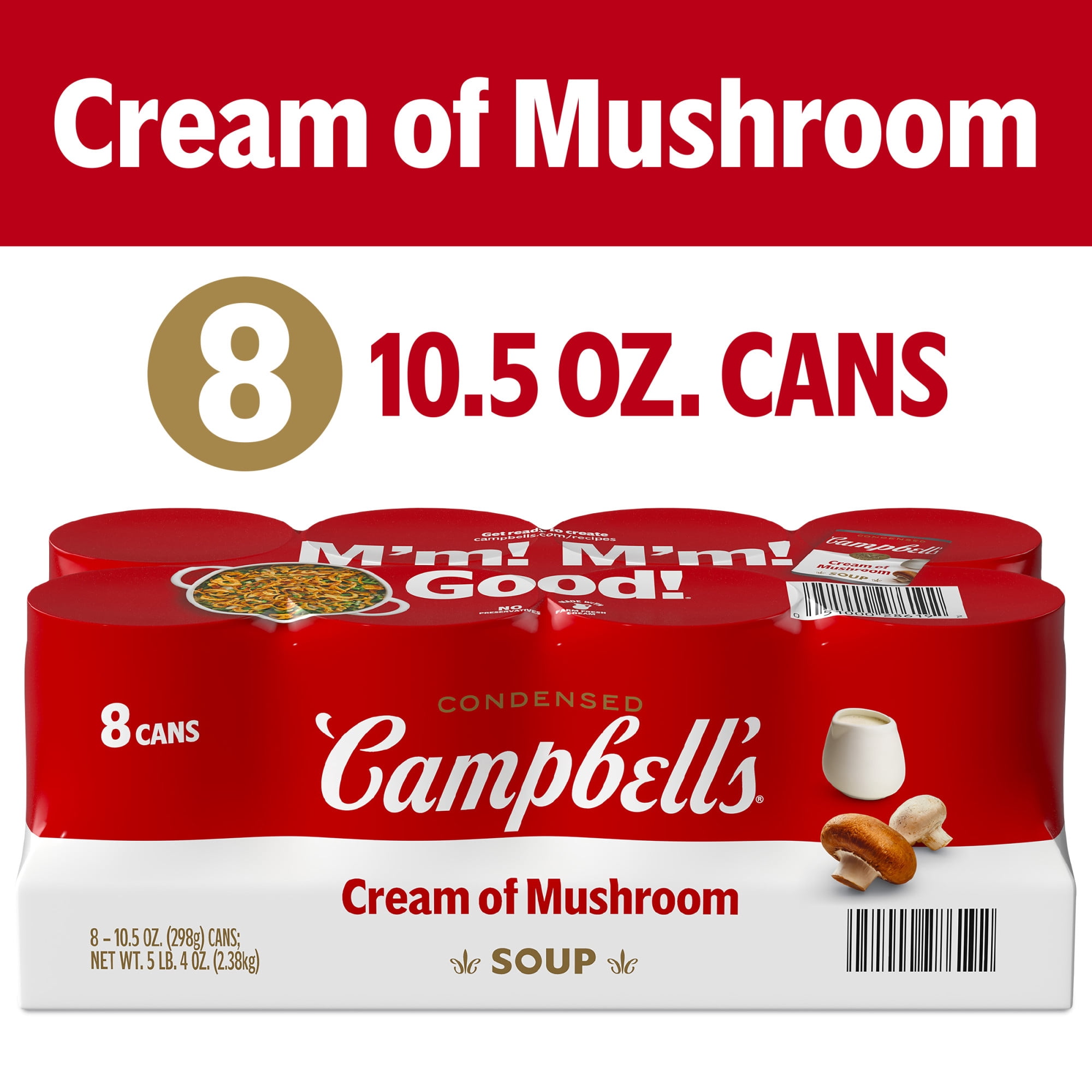 Campbell's, Condensed Cream of Mushroom Soup, 10.5 oz Can, 8 Pack