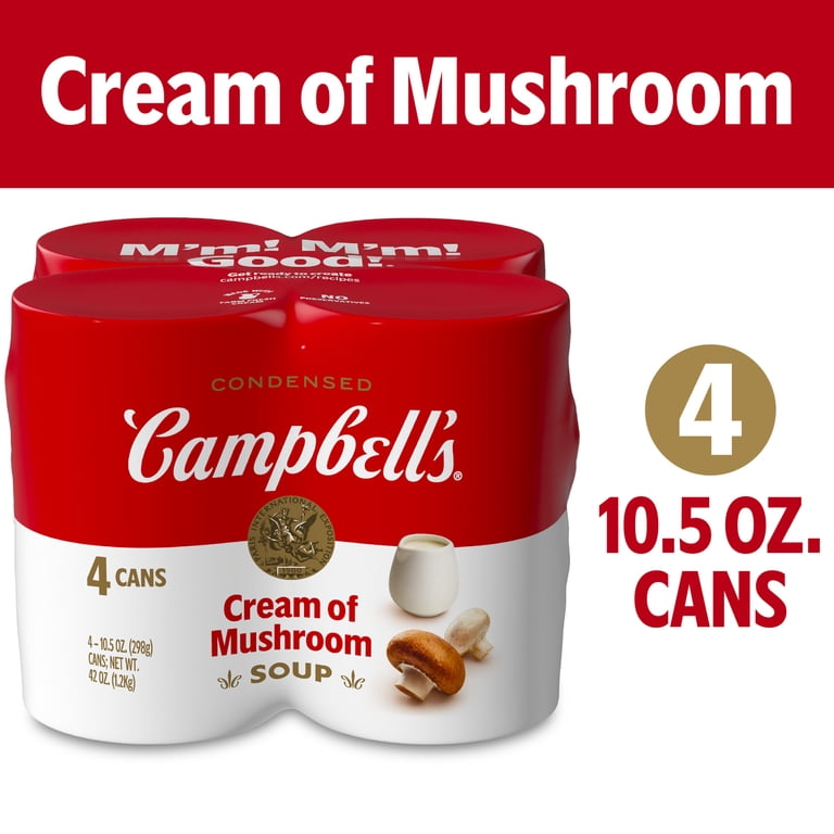 Campbell's, Condensed Cream of Mushroom Soup, 10.5 oz Can, 4 Pack