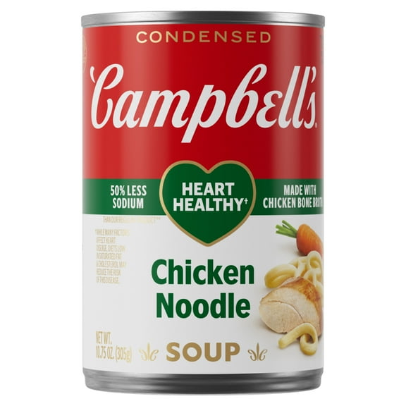 Campbells Condensed Heart Healthy Chicken Noodle Soup, 10.75 oz Can (Pack of 6)