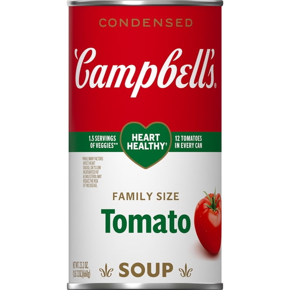 Campbells Condensed Heart Healthy Tomato Soup, 23.2 oz Family Size Can (Pack of 8)