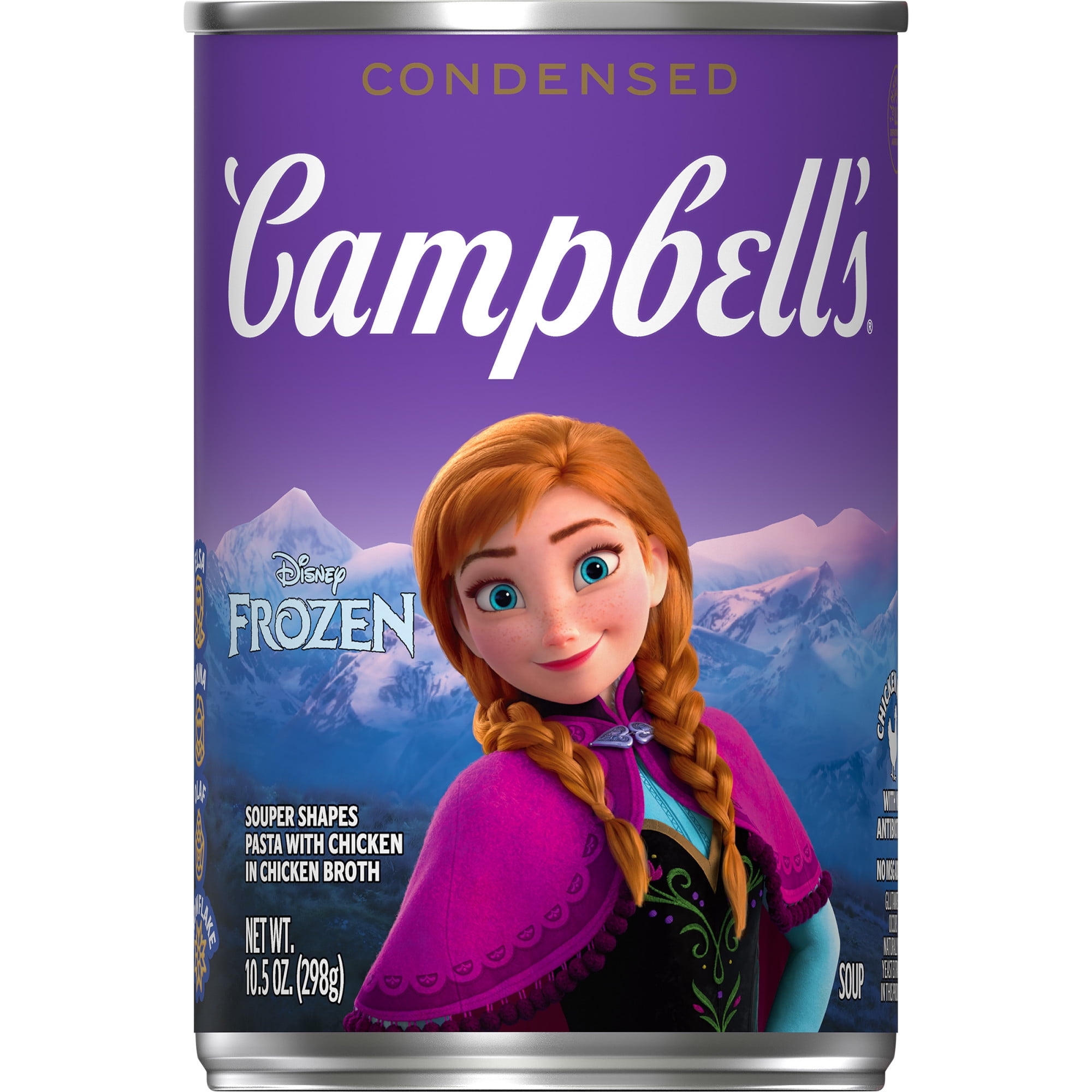 Campbells Condensed Kids Soup, Disney Frozen Souper Shapes Pasta with Chicken in Chicken Broth, 10.5 oz Can