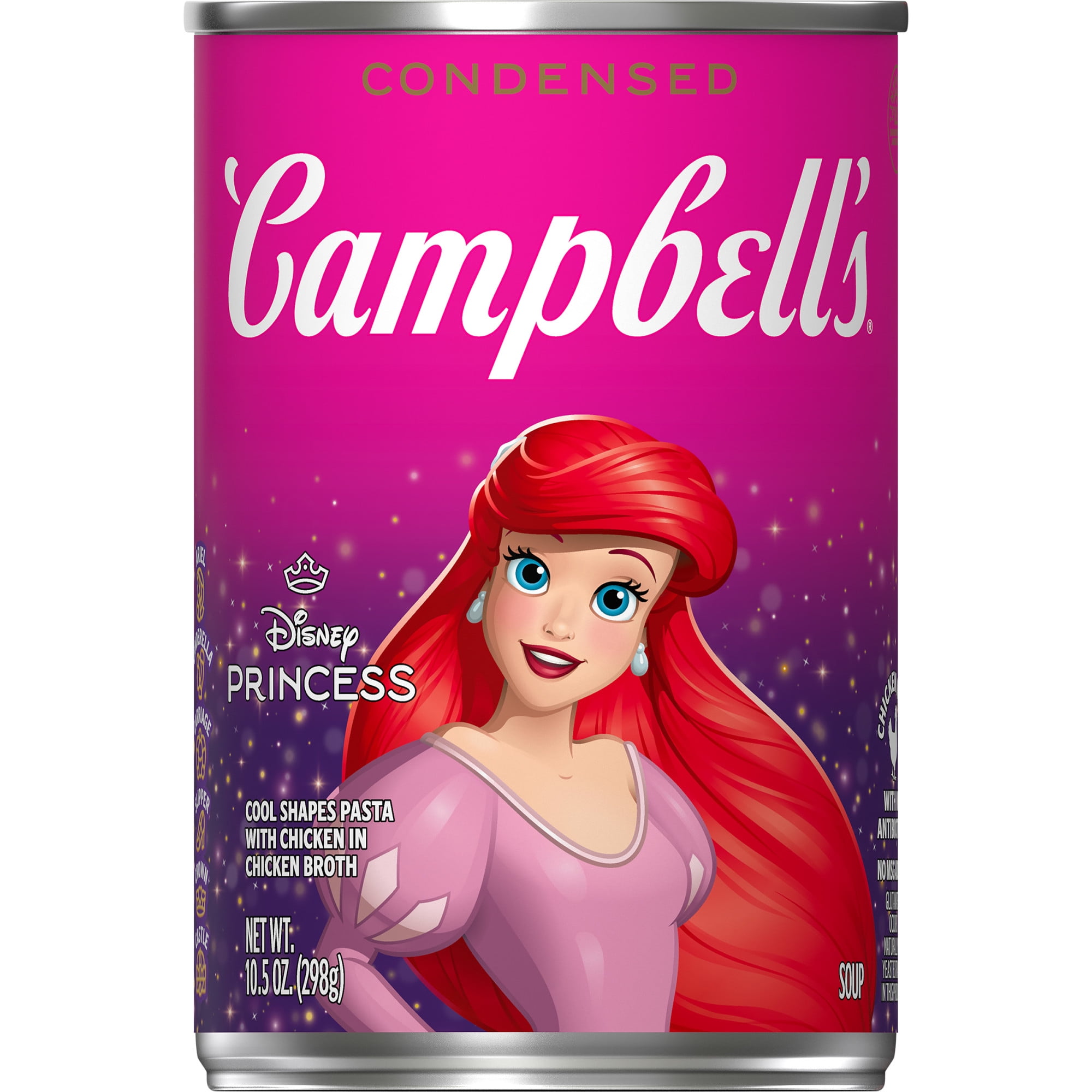 Campbells Condensed Kids Soup, Disney Princess Cool Shapes Pasta with Chicken in Chicken Broth, 10.5 oz Can