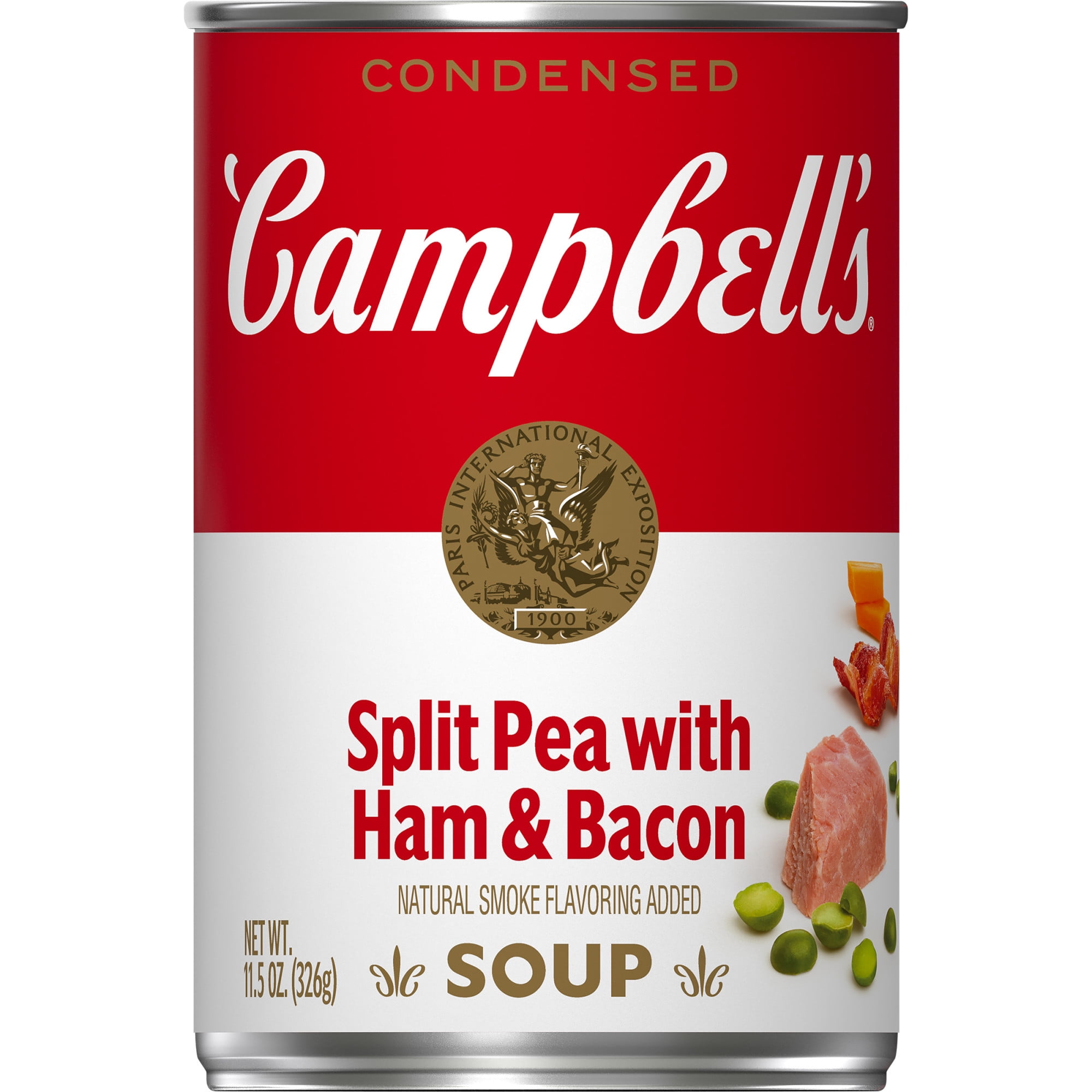 Campbell's Condensed Split Pea Soup with Ham and Bacon, Natural Smoke Flavoring Added, 11.5 oz Can