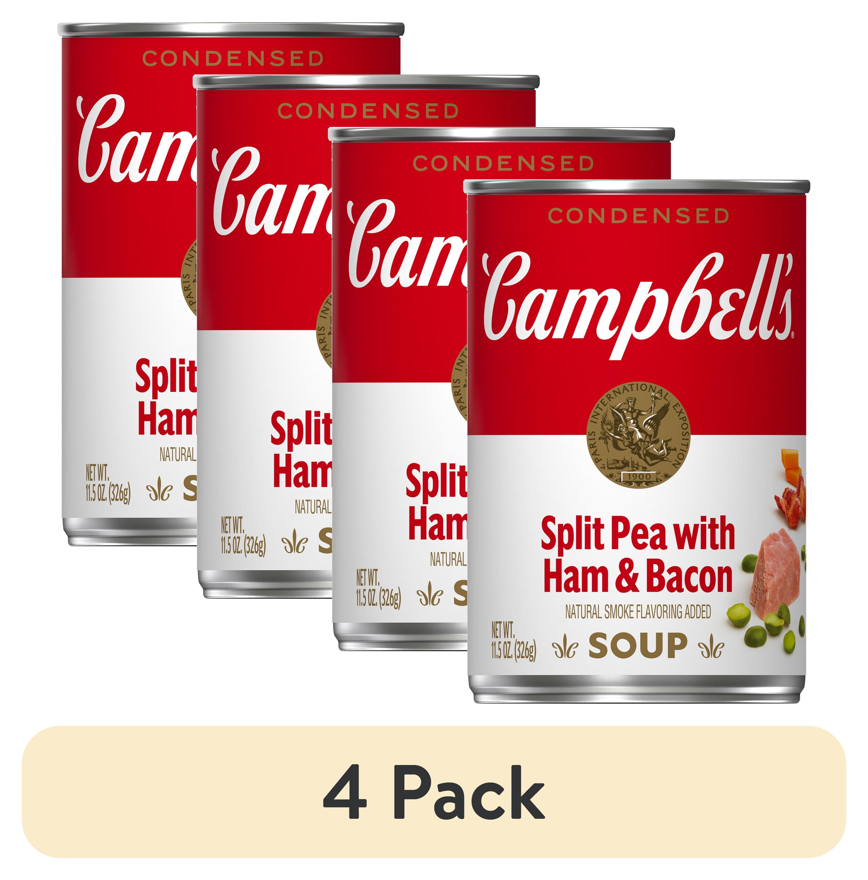 (4 pack) Campbell's Condensed Split Pea Soup with Ham and Bacon, Natural Smoke Flavoring Added