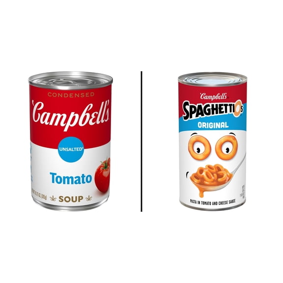 Campbell's Condensed Unsalted Tomato Soup 10.75 oz & Campbell's SpaghettiOs Original Canned Pasta 22.4 oz