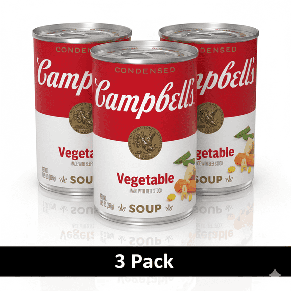 Campbell's Condensed Vegetable Soup with Beef Stock, 10.5 oz Can (3-Pack Combo) – Hearty & Nostalgic