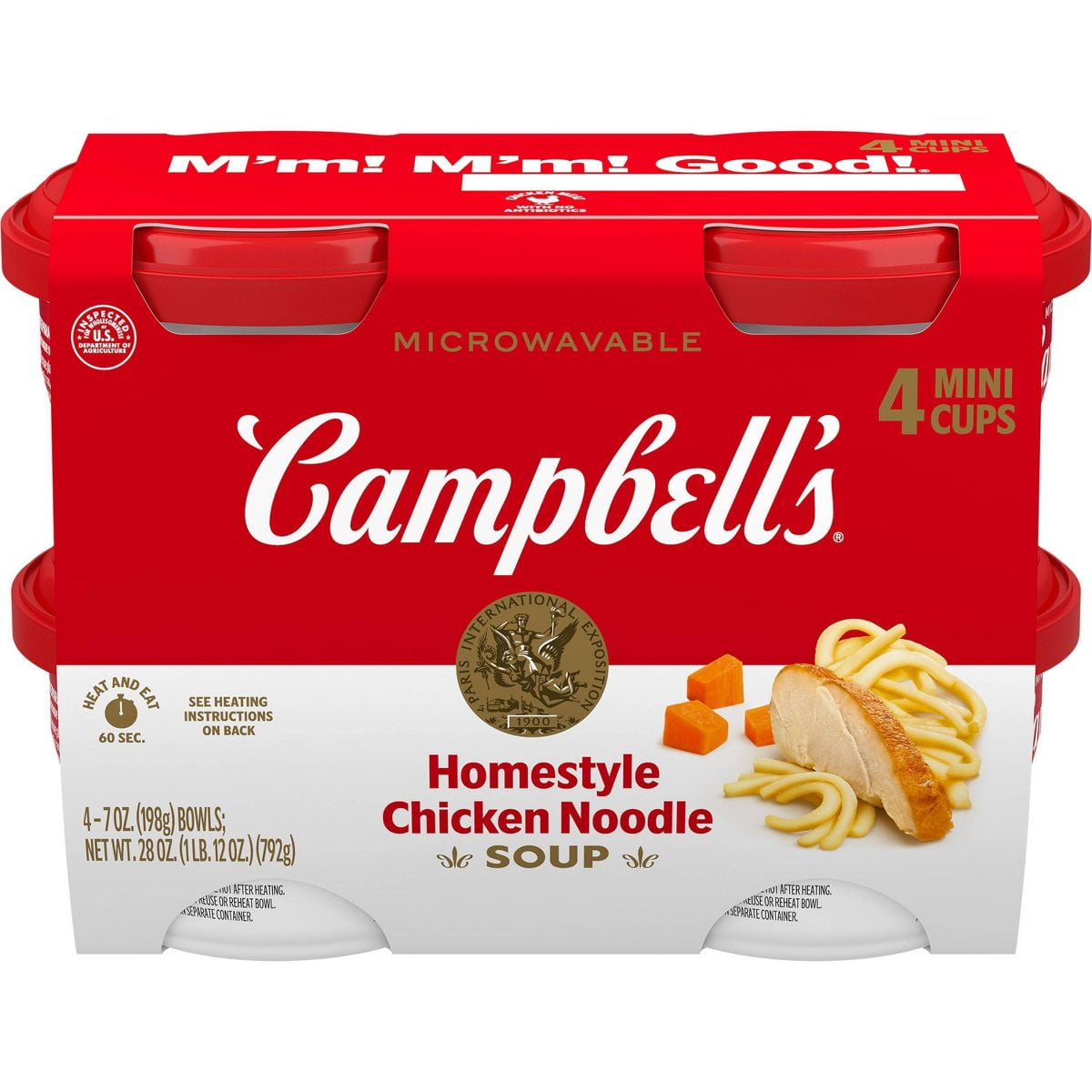 Campbell's Homestyle Chicken Noodle Soup Microwavable Mini Cups - 28oz/4pk - Pack of 2