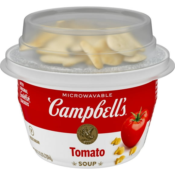 Campbell's Ready to Serve Classic Tomato Soup with Original Goldfish Crackers, 7.35 oz Microwavable Bowl