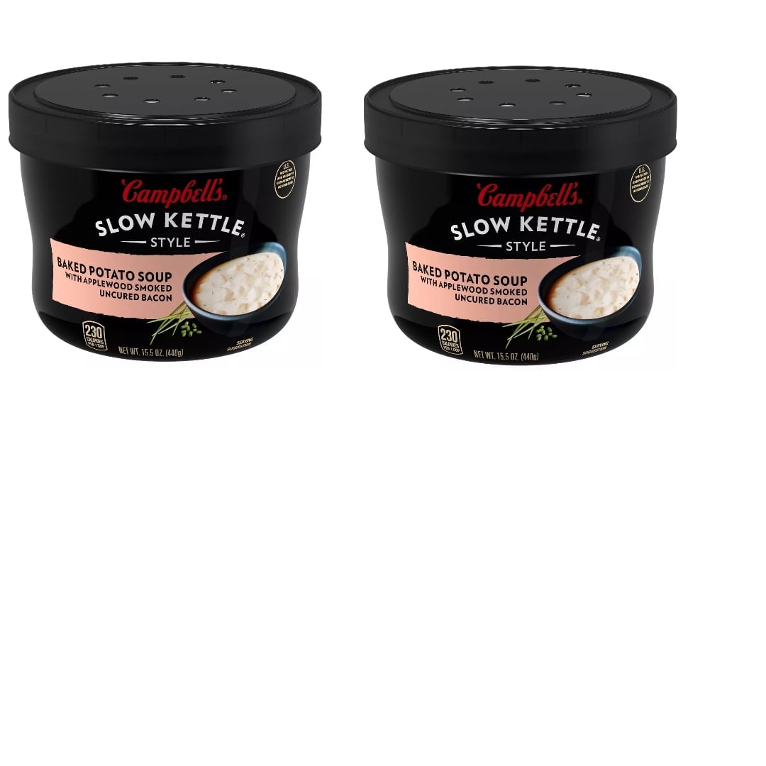 Campbell's Slow Kettle Style Baked Potato with Bacon Soup Microwaveable Bowl - 15.5oz pack of 2