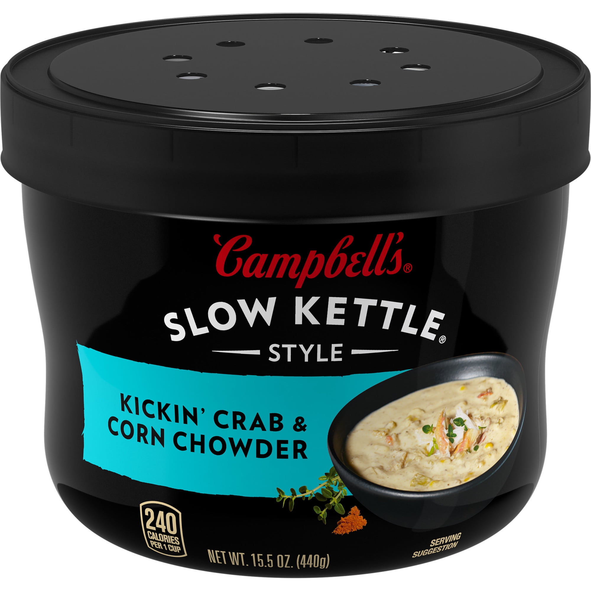 Campbell's Slow Kettle Style Kickin’ Crab and Corn Chowder, 15.5 oz Microwavable Bowl