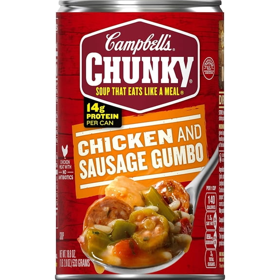 Campbell's Soup, Chicken & Sausage Gumbo, 18.8 oz, Quantity of 6