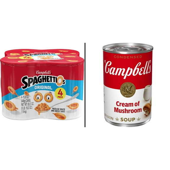 Campbell's SpaghettiOs Original Canned Pasta 4 pk & Campbell's Condensed Cream of Mushroom Soup 10.5 oz