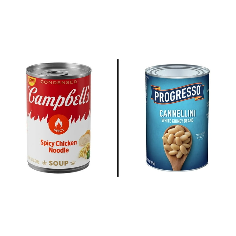 Campbell's Spicy Chicken Noodle Soup 10.5 oz & Progresso White