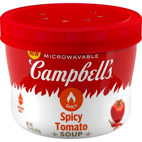 Campbell’s Spicy Tomato Soup, 15.4 oz Microwavable Bowl