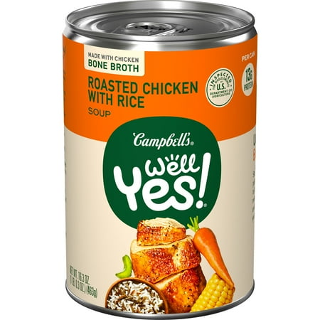 Campbell's Well Yes! Roasted Chicken with Rice Soup with Bone Broth, 16.3 oz Can