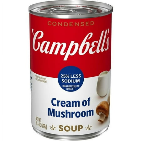Campbell's Condensed 25% Less Sodium Cream Of Mushroom Soup, 10.5 Ounce Can , Quantity of 4